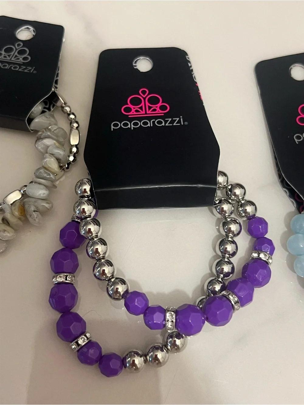paparazzi Purple, Silver & Light Blue Mixed Bracelet Set